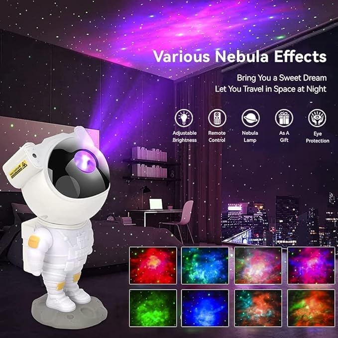 ASTRONAUT GALAXY LASER PROJECTOR with Remote Control - 360? Adjustable Timer Kids Astronaut Nebula Night Light, for Gifts,Baby Adults Bedroom, Gaming Room, Home and Party (Corded Electric)