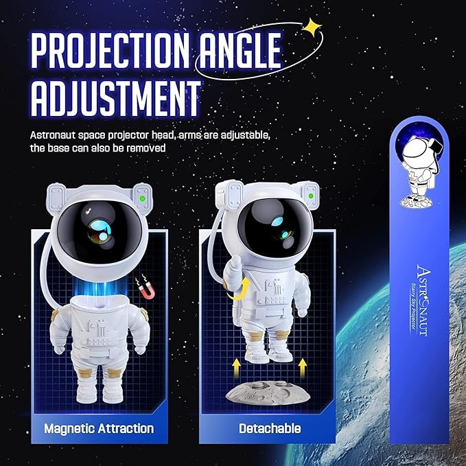 ASTRONAUT GALAXY LASER PROJECTOR with Remote Control - 360? Adjustable Timer Kids Astronaut Nebula Night Light, for Gifts,Baby Adults Bedroom, Gaming Room, Home and Party (Corded Electric)