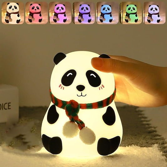 SILICONE PANDA LAMP | 7-Color LED Changing Lamp | Adorable Room Decor & Gift for Toddlers, Teens, & Valentine's Day Present | Soft BPA-Free Nightlight